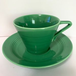 Vntg HLC Harlequin green tea cup and saucer
